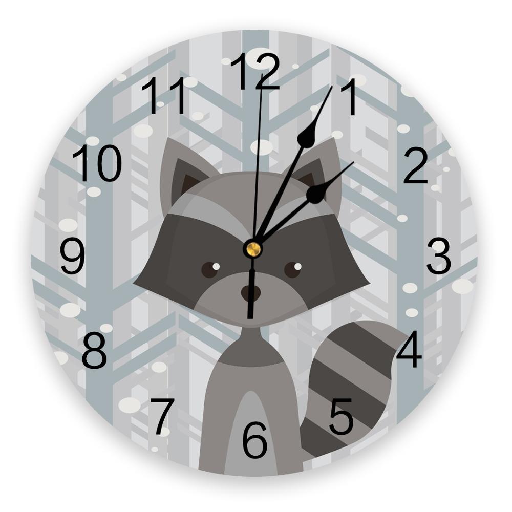 Ratons laveurs beaux ratons laveurs animaux PVC horloge murale salon chambre mur horloge numérique maison Decore horloge murale moderne: STW01835CKAZ1