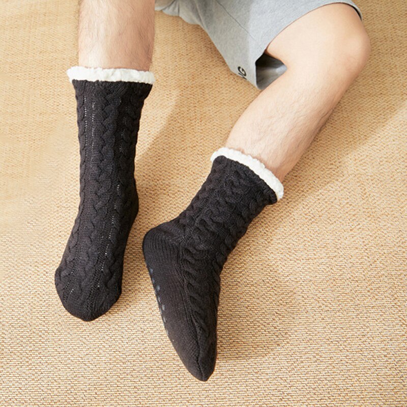 Tøfler menn vinter hjemme tøfler innendørs gulvsokker sko voksne varme tykkere pluss furry slides myke tøfler hommes chaussures
