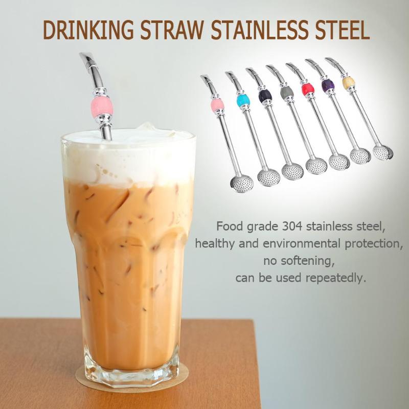 Stainless Steel Drinking Straw Spoon Tea Filter Yerba Mate Tea Straws Bombilla Gourd Reusable Coffee Tea Tools Bar Accessories