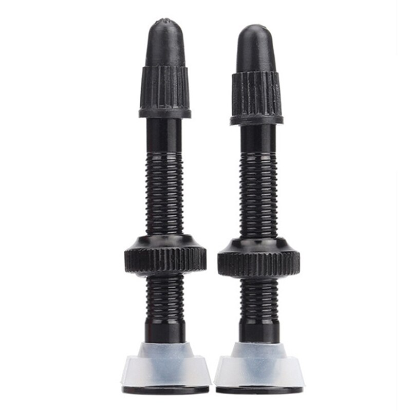 Bicycle Valve for Road Tubeless Rim Alloy Stem Brass Core Cap: Black