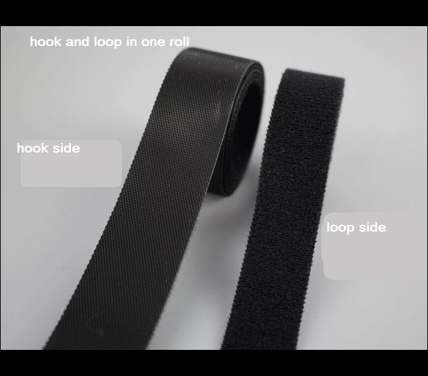 5meters Black thin Hook and Loop fastening tape curtain ties Hook loop straps thin injected hook tape for nylon cable ties