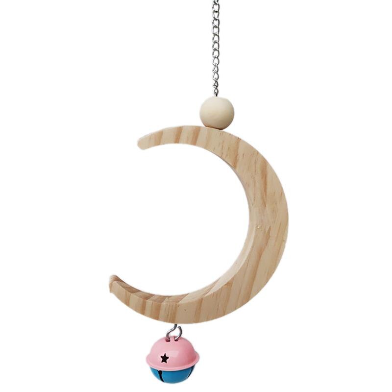 Columpio para pájaros y mascotas, juguetes en forma de Luna, columpio colgante para loros, perchas, jaula colgante, juguete con campana, cacatúa