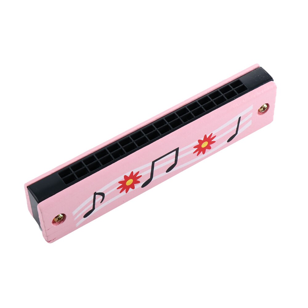 Double Row 16 Holes Children Wooden Painted Harmonica Kids Enlightenment Early Education Toys for Beginner Music Sense Training: C