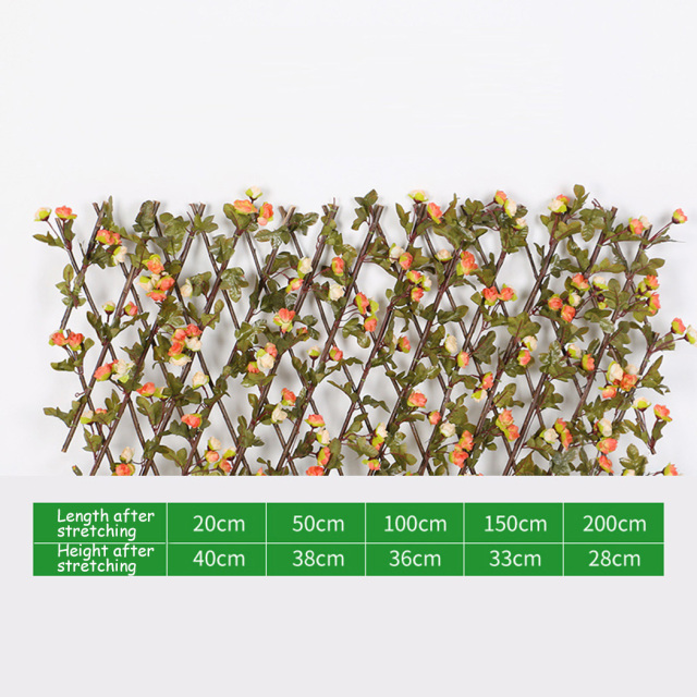 Artificial Rose Flower Garden Privacy Fence Wall Leaf Wood Telescopic Expanding Trellis Vine Climbing Frame Gardening Home Decor: Champagne