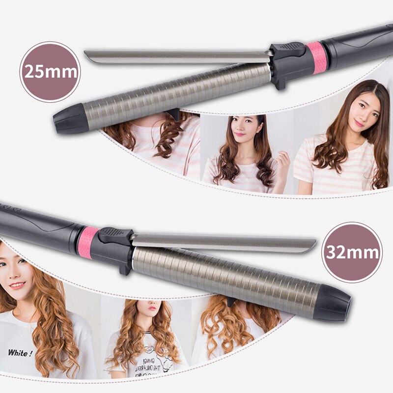 CkeyiN 25 mm 32 mm Rizador de pelo rodillo de pelo Rizador de cabello con temperatura ajustable Varita para rizar el cabello Herramienta para peinar el cabello con ondas grandes