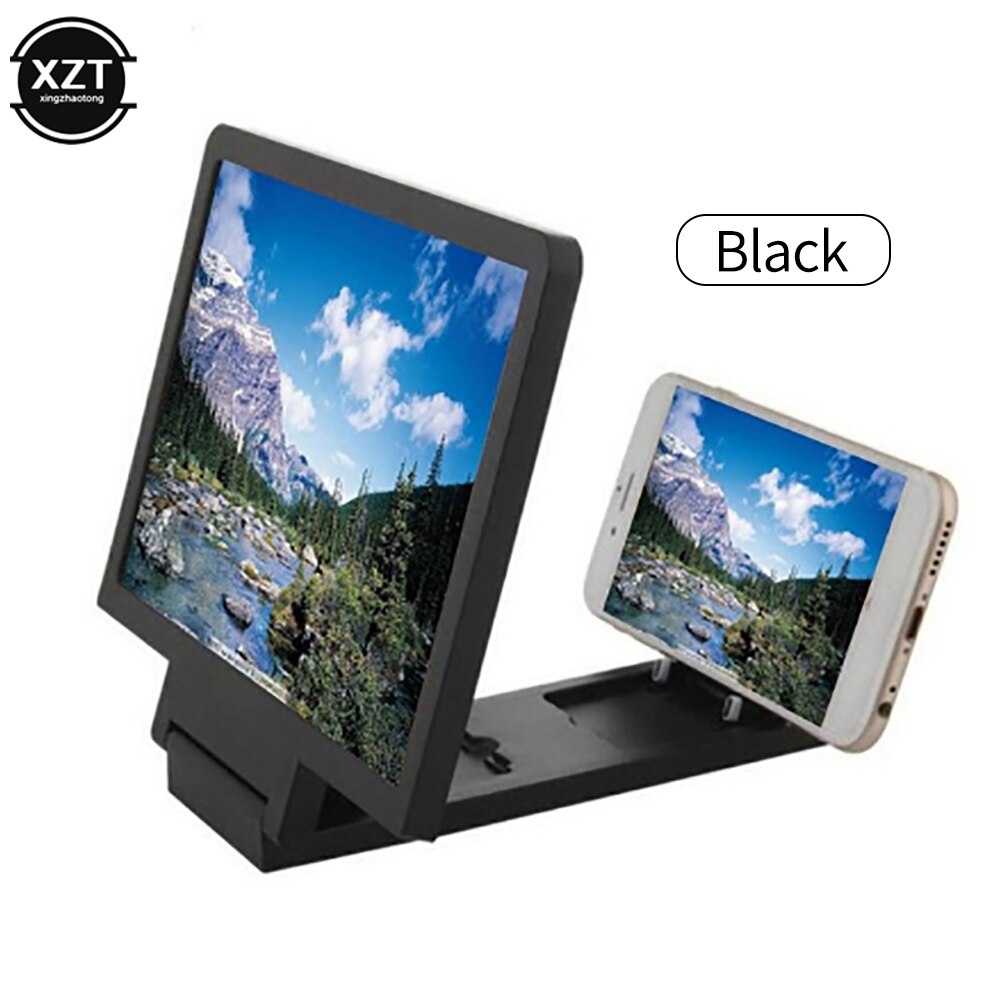 Mobiele Telefoon Screen Magnifier Eye Bescherming Monitor 3D Video Screen Magnifier Folding Vergrootglas Extension Stand: black