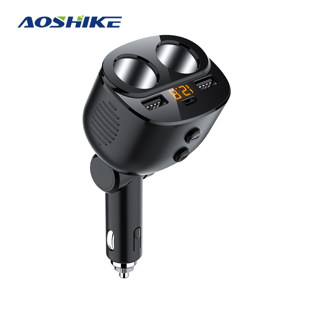 Aoshike Sigarettenaansteker Splitter Auto Dual Usb + Type-C Qc 3.0 Quick Charge Autolader 80W Power Adapter