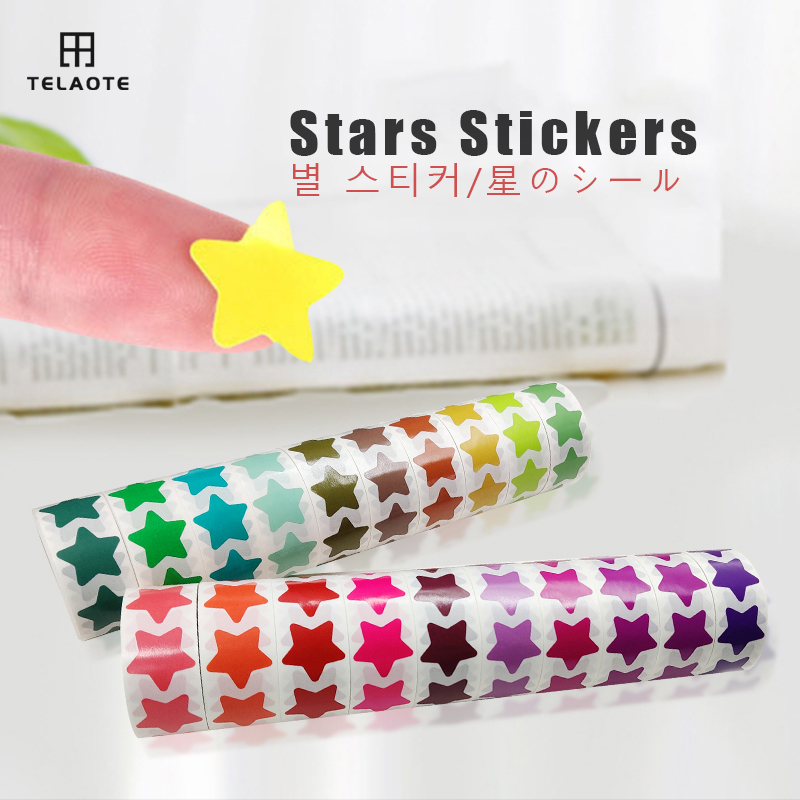Rouleau d'autocollants étoiles à cinq points, 500 pièces, différentes couleurs, étiquette de récompense pour enfants, papeterie faite à la main, DIY bricolage