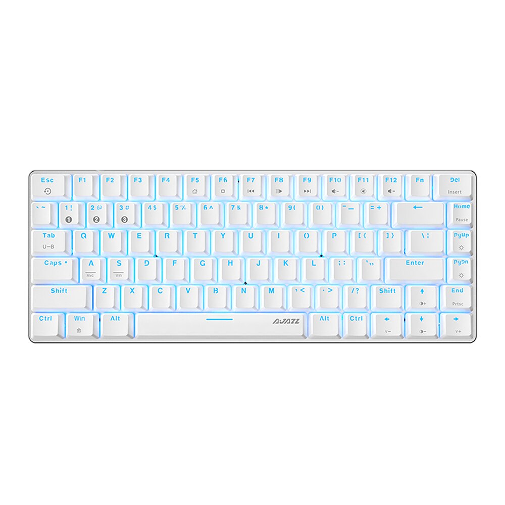 Ajazz AK33 82 Keys BT&USB Wired Dual-mode Mechanical Keyboard Monochromatic Backlight Gaming Office Keyboard pc Wired Keyboard: White / Red Switch