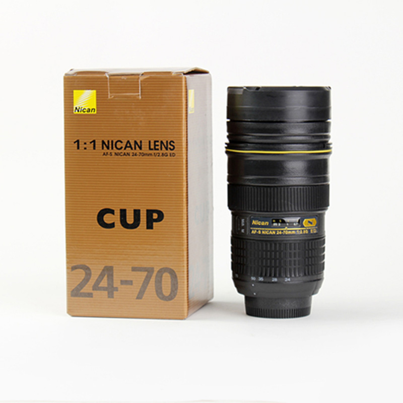 Lente de cámara taza 350-400ML té de acero inoxidable vaso aislado (modelado Nikon AF-S NIKKOR 24-70mm f/2,8G ED) taza de café