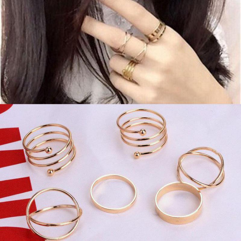 6 Stks/set Mode Punk Stapelbaar Midi Ring Sets Voor Vrouwen Bagues Ensemble Bijoux Zomer Boho Sieraden Anillos Mujer