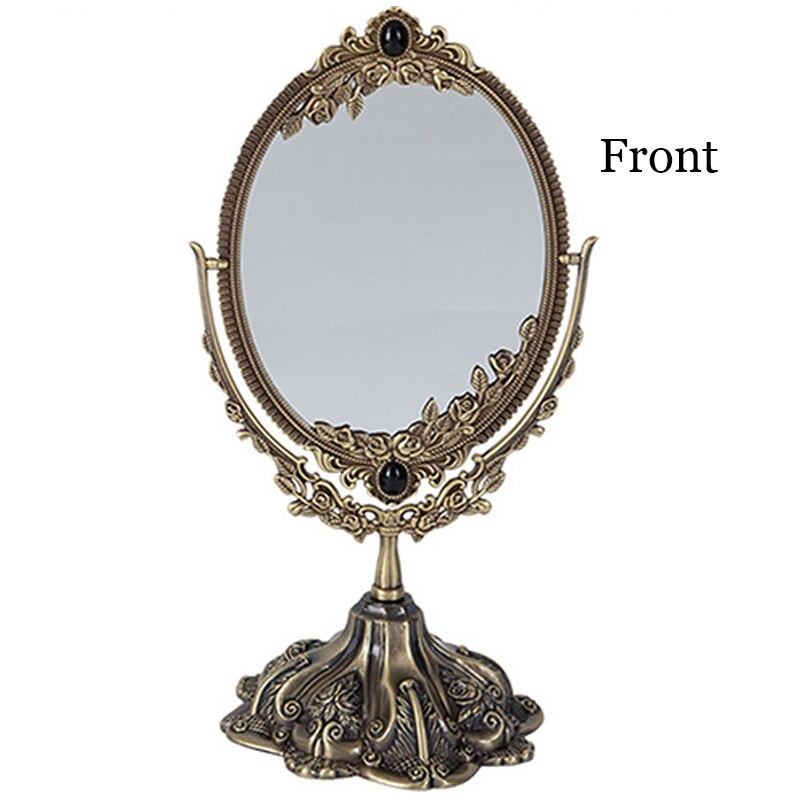Specchio per trucco da tavolo Vintage doppio lato rotante europeo decorazioni per la casa principessa specchio cosmetico cornice Decor tavolo specchi da toeletta