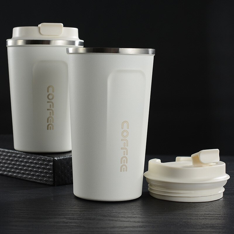 Kaffemuggar 380ml 510ml vakuum termosflaska dubbelväggig rostfritt stål isolerad vakuumkopp med lock resemuggar bpa gratis