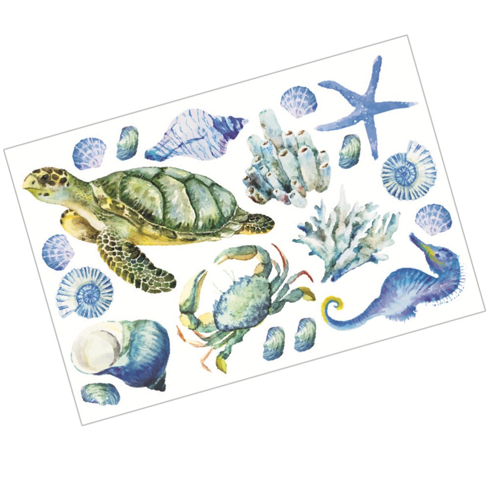 1Pc Sea World Pattern Wall Clings Lovely Fish Turtle Self-adhesive Wall Stickers