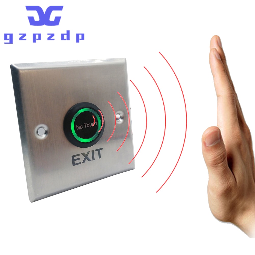Square Stainless Steel Metal Door Release Switch IR Contactless No Touch Infrared Exit Button