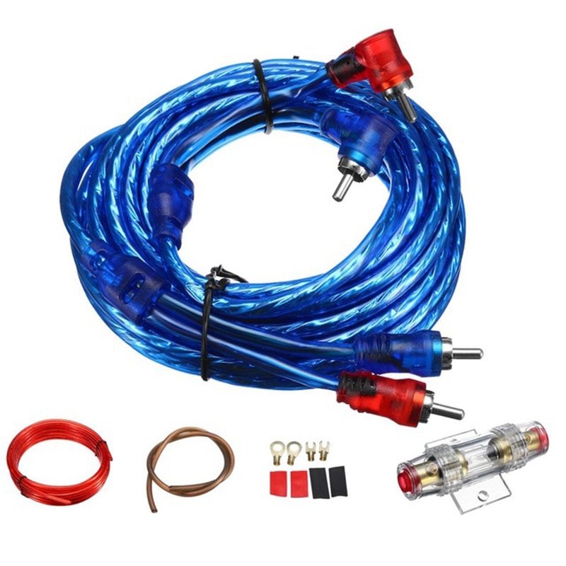 Cable amplificador de 1500W para coche o cableado de altavoces, Kit de línea de instalación de altavoz Subwoofer, Cable de alimentación 8Ga, soporte de fusible de 60 Amp: Default Title