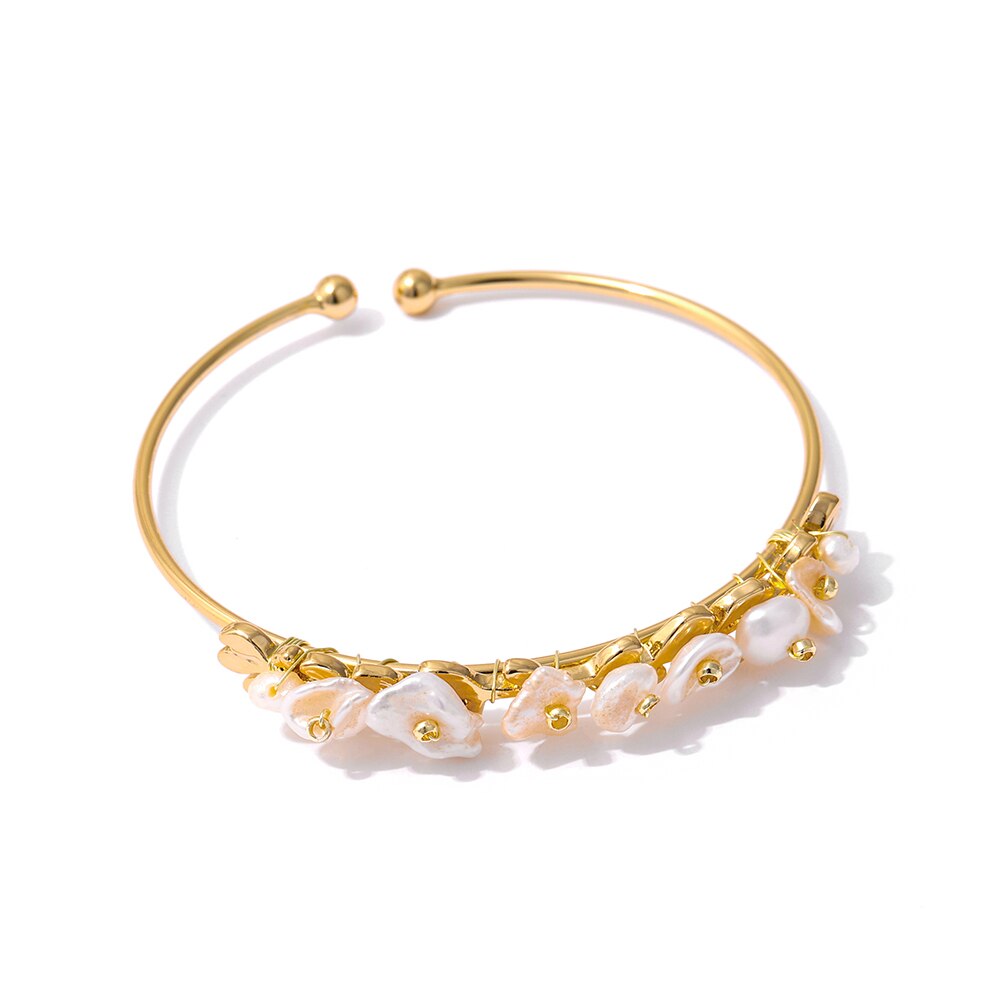 Yhpup Luxo Natural Pérola Pulseira Artesanal Pulseira para As Mulheres de Ouro Metal 18 K Pulseira De Pulso Presente украшения 2021 бижутерия: Default Title