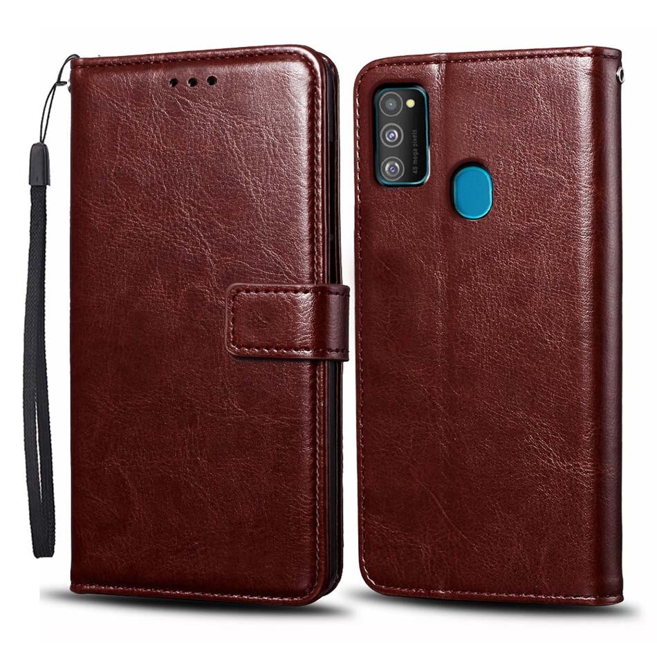 Per Samsung Caso di M21 In Silicone da 6.4 pollici caso di cuoio di vibrazione Per Samsung Galaxy Caso di TPU Coque per Samsung M21 M21 m215F M115F: Style 1 Brown