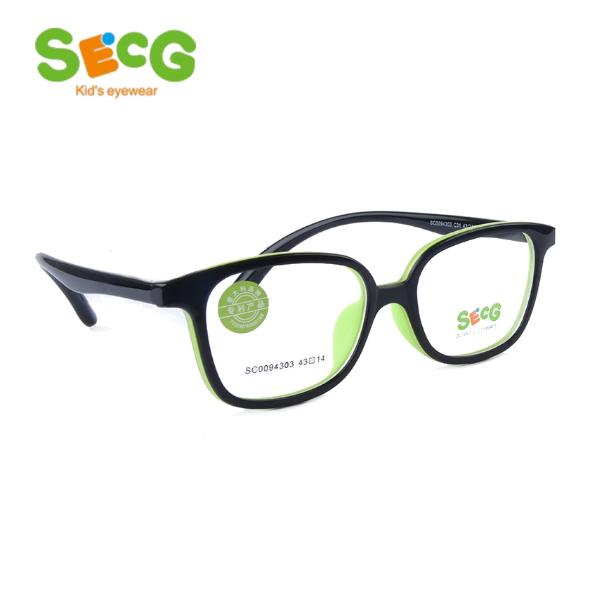 SECG Optical Strabismus Tough Children Glasses Round Big Frame Plastic Titanium Glasses Children TR90 Kids Eyewear Strap