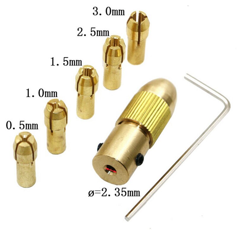 7Pcs 0.5-3Mm Mini Boor Klauwplaten Adapter Spantangen Quick Chuck Voor Mini Gereedschappen Koperen Boor Map Koper cap Axis Boor Spantang Gereedschap