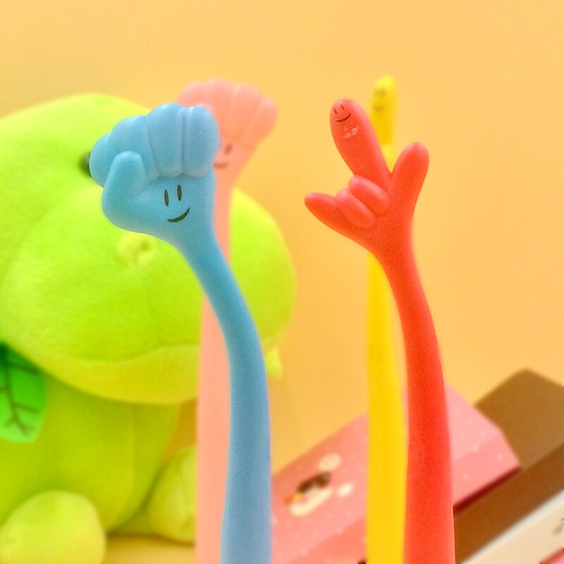 10 pcs/lot stationery Hand shape bending Ballpoint pen Cute cartoon finger pen Office stationery for Shop School