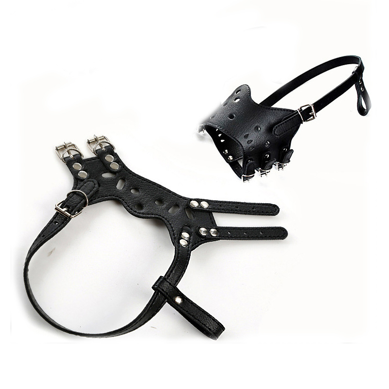 Máscara ajustable para perro, bozal de cuero suave para perros, antimordedura, seguro, transpirable, bozal para perros pequeños y grandes, para dejar de ladrar, accesorios para mascotas: Black / XS