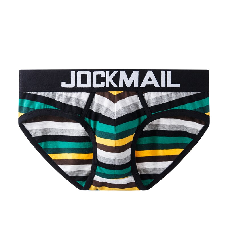 JOCKMAIL Men Underwear Briefs Slip Shorts Cueca Gay men Underwear sexy Male panties striped Breathable Cotton Low waist jocks: JM369BLACK / XXL