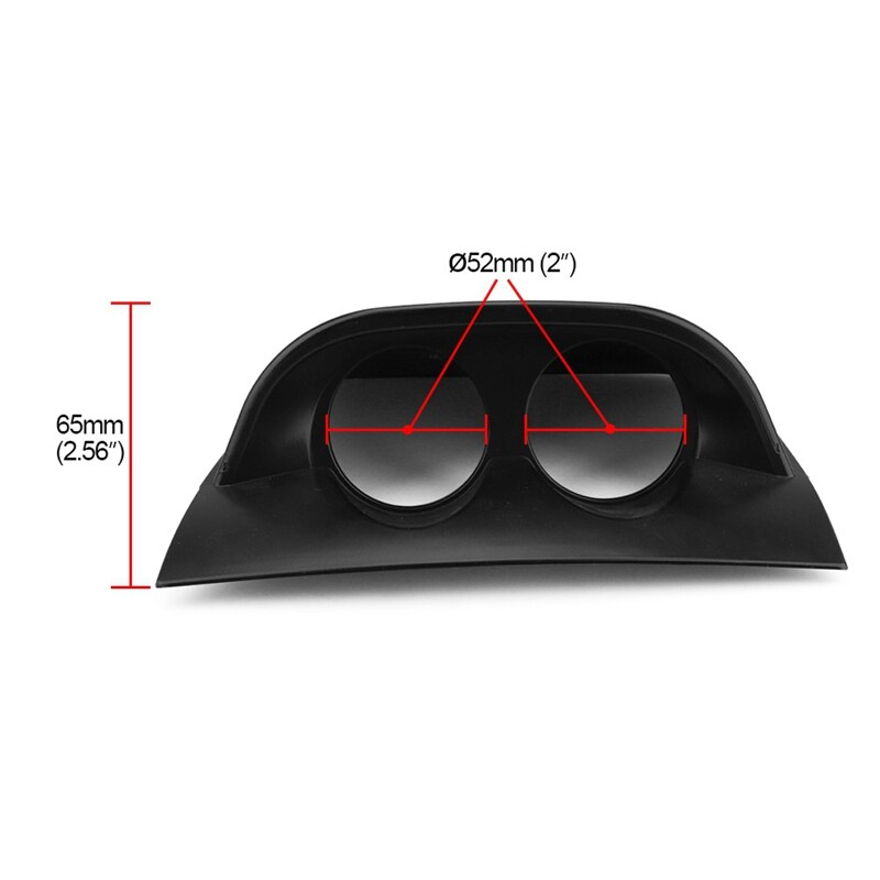 universell 2- tommers 52mm dashbord Dobbel måler pod svart fargemåler pod montere holder