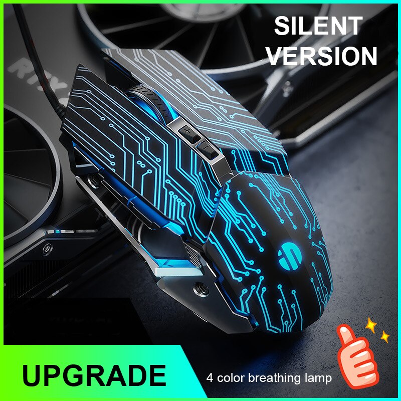 InPhic Home-ratón silencioso con cable USB de 4800DPI, dispositivo de programación de Macro de 6 teclas, con sensación de juego para deportes electrónicos, para PC, portátil y Notebook: Jedi password