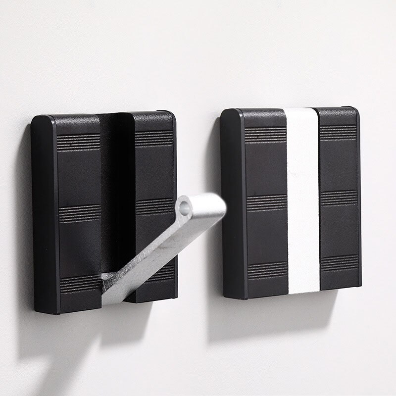 Crochet Invisible en aluminium noir, espace pour vêtements de porche, crochet à rangée cachée, porte pliante, poinçon, accessoires de salle de bains