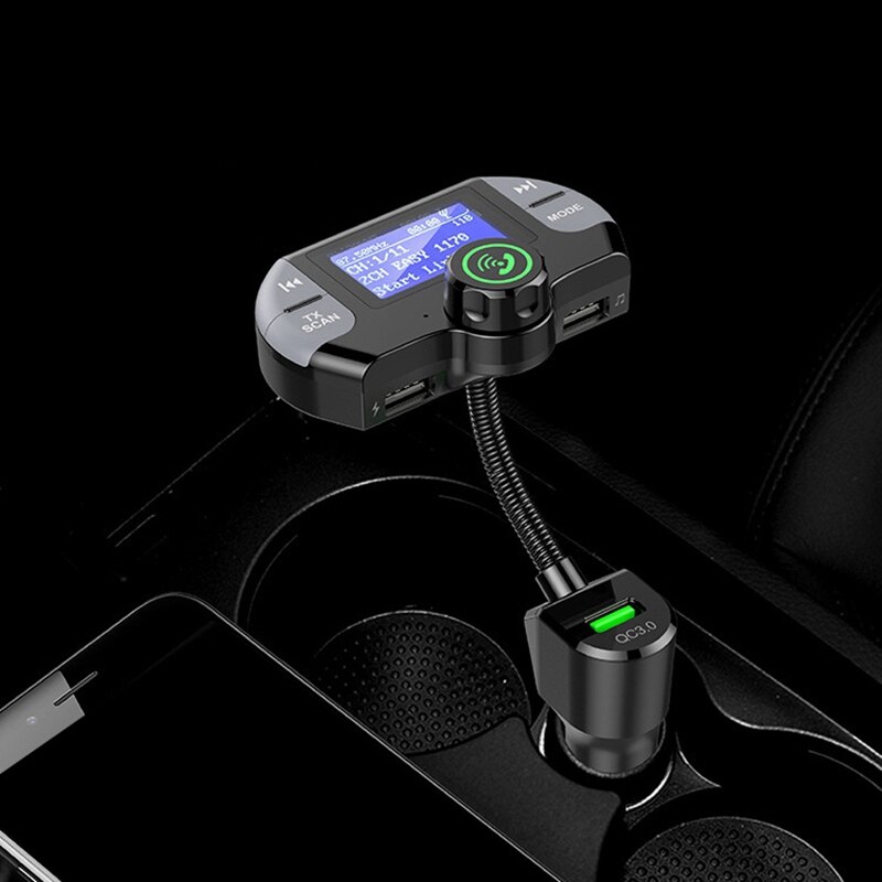 Car DAB Tuner Bluetooth 4.2 FM Transmitter Digital DAB Radio Aux Stereo Music Adapter USB Charger Support TF Card U-Disk