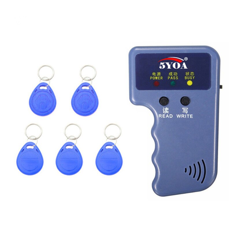 Handheld 125 khz cet 5200 rfid kopieermachine schrijver duplicator programmeur lezer  + em4305 t5577 herschrijfbare id-sleutelhangers id-kaart toegangskaart: 5 sleutels  or 5 kaarten
