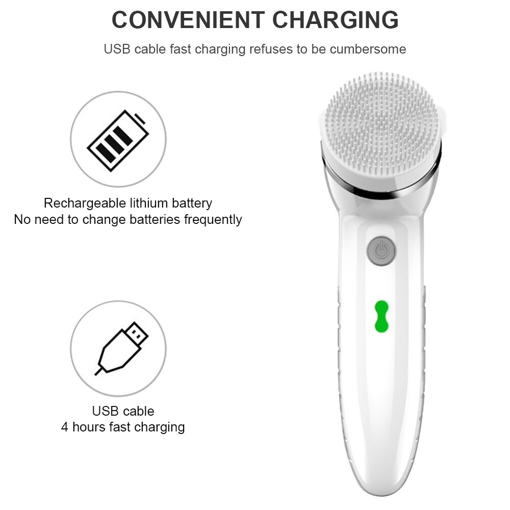 4 in 1 Electric Facial Cleanser Face Cleaning Skin Pore Cleaner Body Cleansing Massage Head Remover Machine Handy Facial Machine