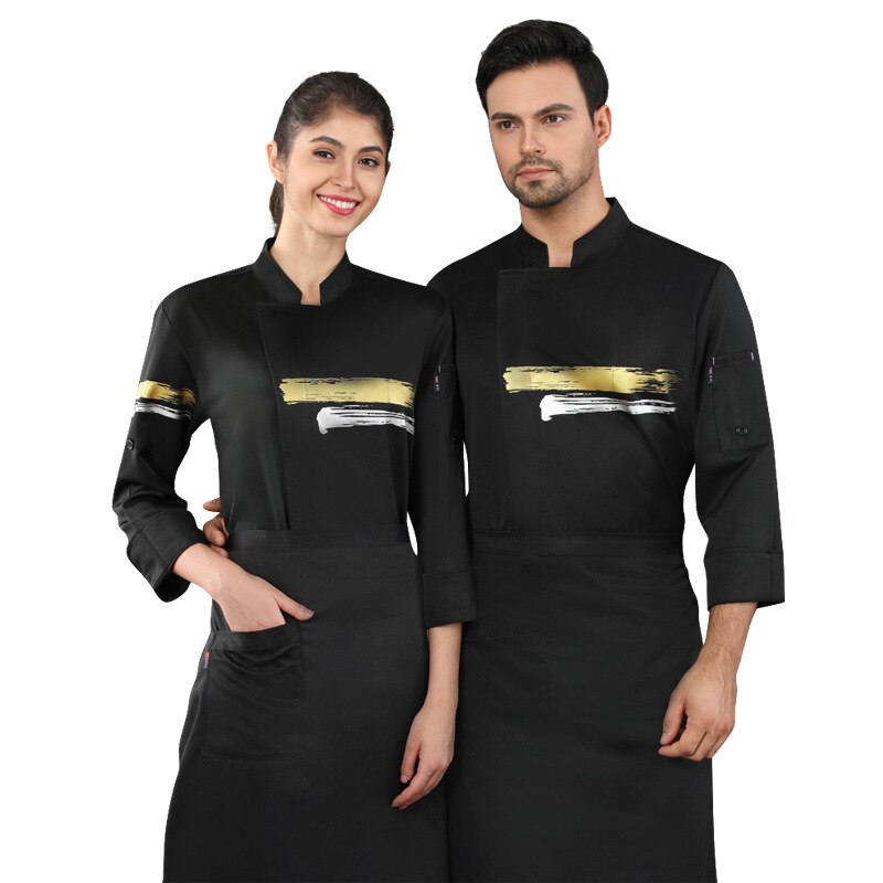 Hotell restaurant kjøkken baker kake kjeledress unisex kokk uniform matservering matlagingsuniform catering klær lange ermede topper