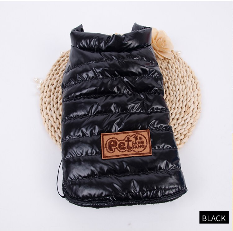 Abbigliamento per cani da compagnia piumino invernale giacca calda cappotto impermeabile abbigliamento per cuccioli per cani di piccola taglia media chihuahua carlino Schnauzer Abrigo Perro: nero / S