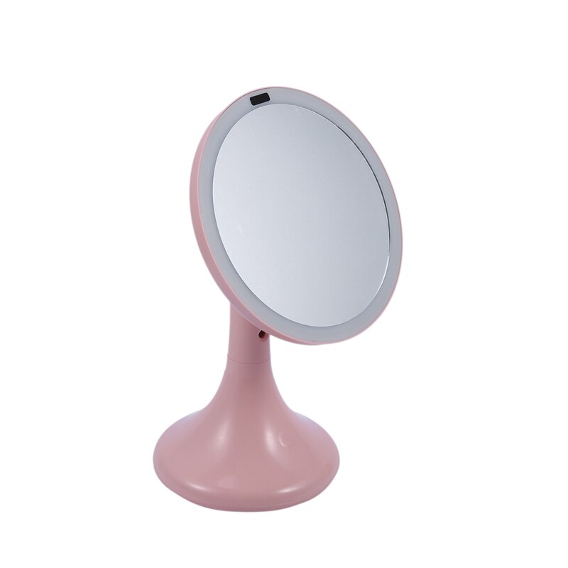 Led verlichte make-upspiegel, hydraterende spray, oplaadbare kaptafelspiegel, bureaulamp, touchscreen tafelcosmetische spiegel: Roze