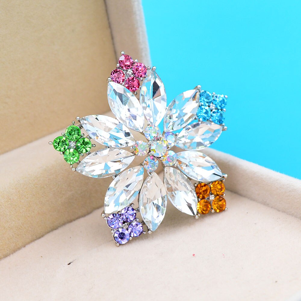 Cindy xiang cristal bela flor broches para as mulheres brilhando moda colorida planta pino broche acessórios do casaco de alta qualidade