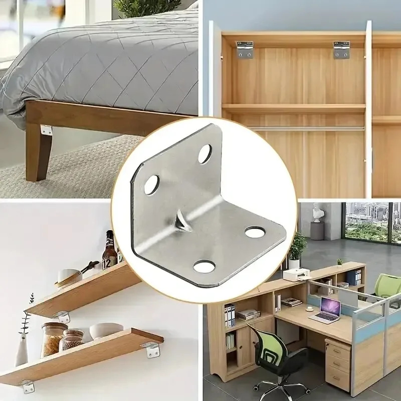 Mesa de tablero de hierro angular, silla, gabinete, armario, conector fijo, soporte de placa de hierro en ángulo de 90 grados