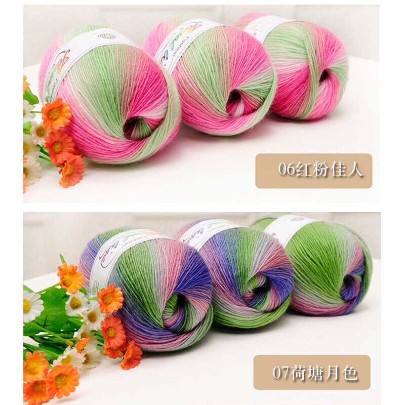 Regnbue 100g bolde garn baby strikning super blød uld tråd chunky strikket håndværk bulky hånd sweater hæklet