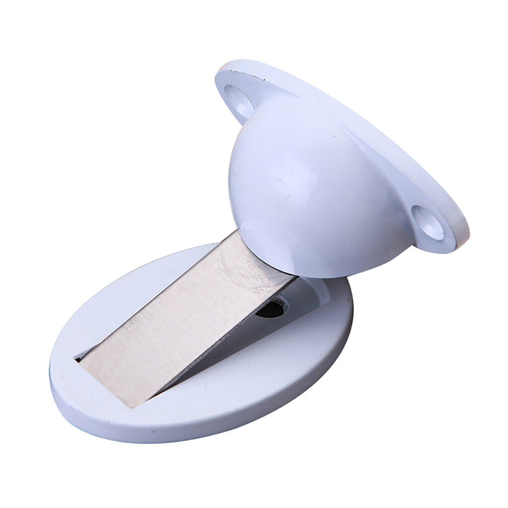 Tope de puerta pomo de pared Protector magnético Invisible soporte tapón de aleación de Zinc Tope de puerta Anti-colisión soporte montado en el suelo: White