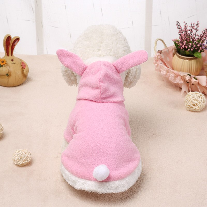 Cute Bunny Pet Dog Costume Clothes Hooded Coat Fleece Puppy Warm Outfit JAN88