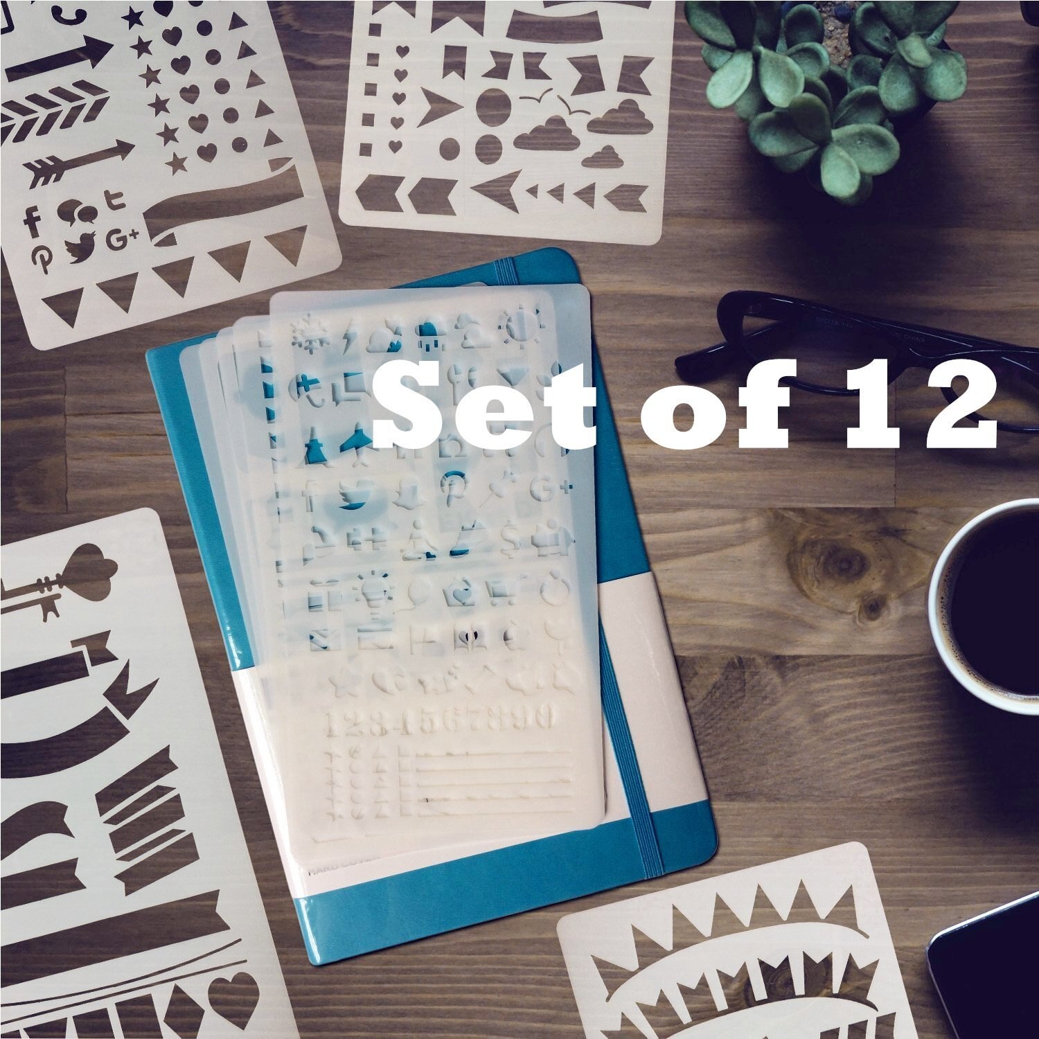 Journal Stencil Diy Diary Drawing Template 12 Pieces, 7inch X 4inch