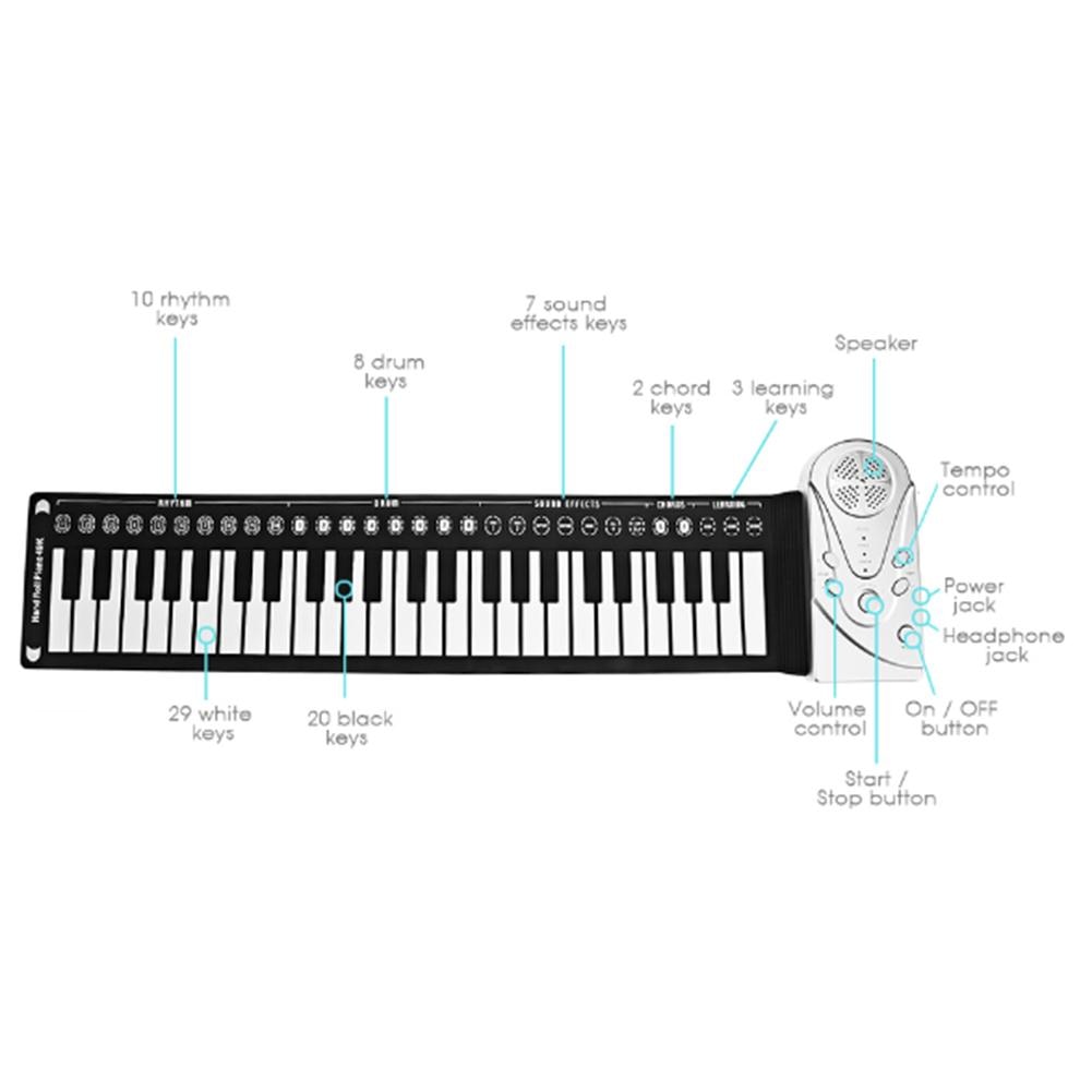 Hand roll up piano built in dual speakers portable grandado