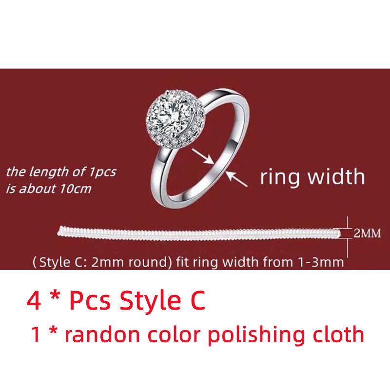 Ring Size Adjuster for Loose Rings 4 Sizes Spiral Tightener Based Ring Size Adjuster Guard Tightener Reducer Resizing Tool: C 4pcs 1cloth