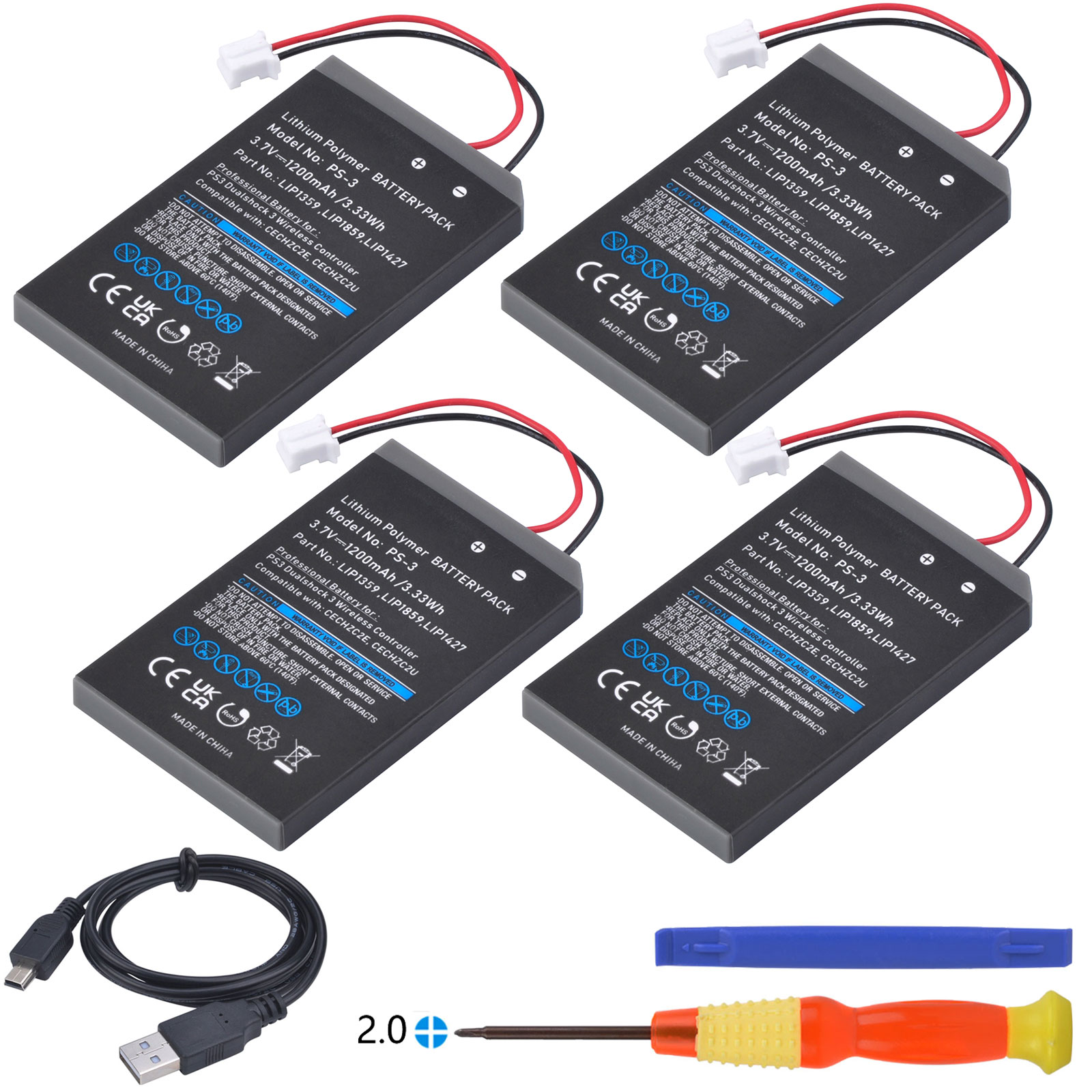 Batterie de contrôleur Batmax PS3 LIP1359 LIP1859 LIP1427 batterie PS3 pour Sony Playstation 3 Dualshock 3 PS3 contrôleur Bluetooth: Gris clair
