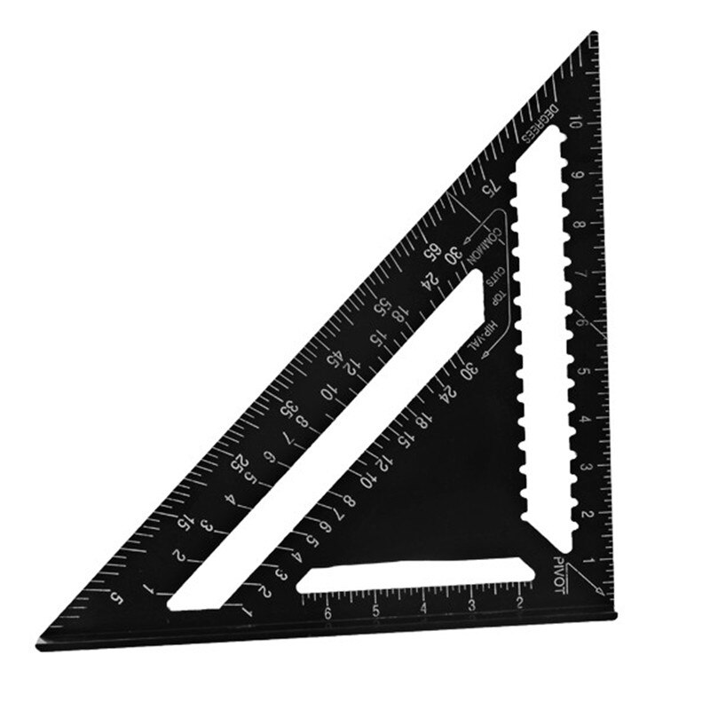 AR01 Triangular Measuring Ruler 260x185x185mm Metric Aluminum Alloy Triangle Ruler Black Triangle Protractor for Wood Workings
