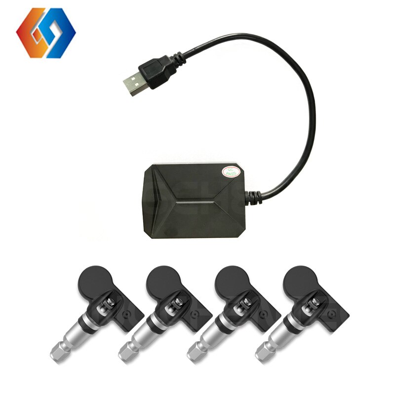 Android TPMS Car USB Tire Pressure Internal or External Sensitive Sensors with Wireless Transmission Alarm System