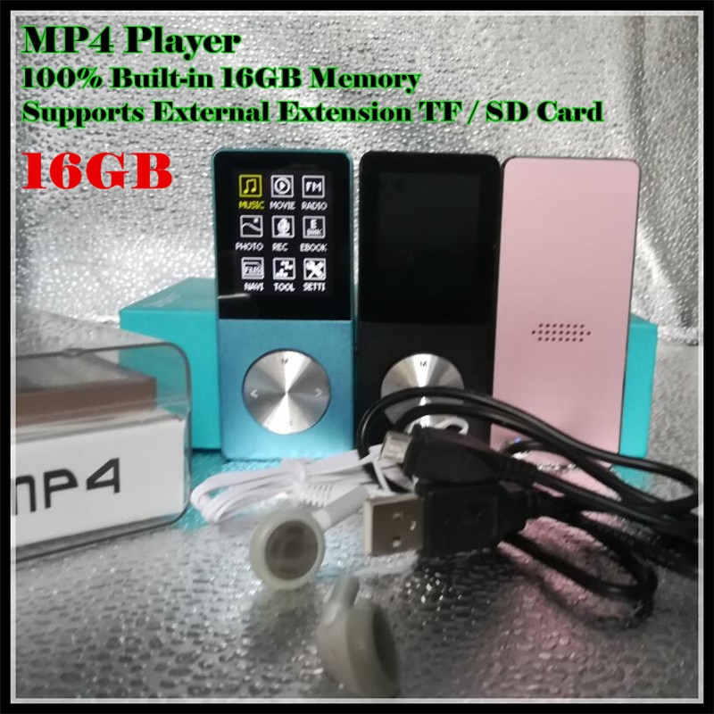 Sport musik hifi  mp3 mp4 afspiller 100%  indbygget -in 16gb ægte hukommelse 1.8 "lcd media videospil film fm fotofremviser, med tf / sd slot