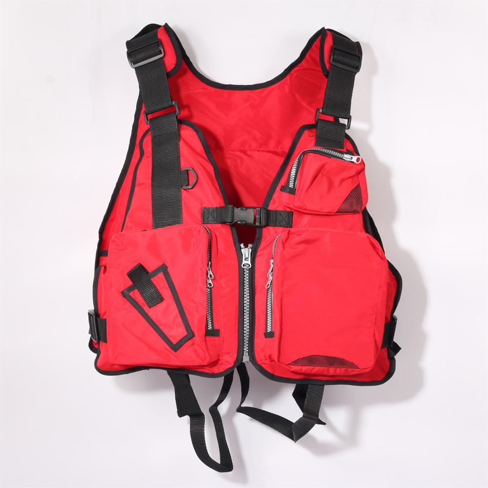 Adulte gilet de sauvetage solide réglable étanche aide à la flottabilité Nylon gilets de pêche voile pêche Kayak gilet de sauvetage unisexe X167G: red