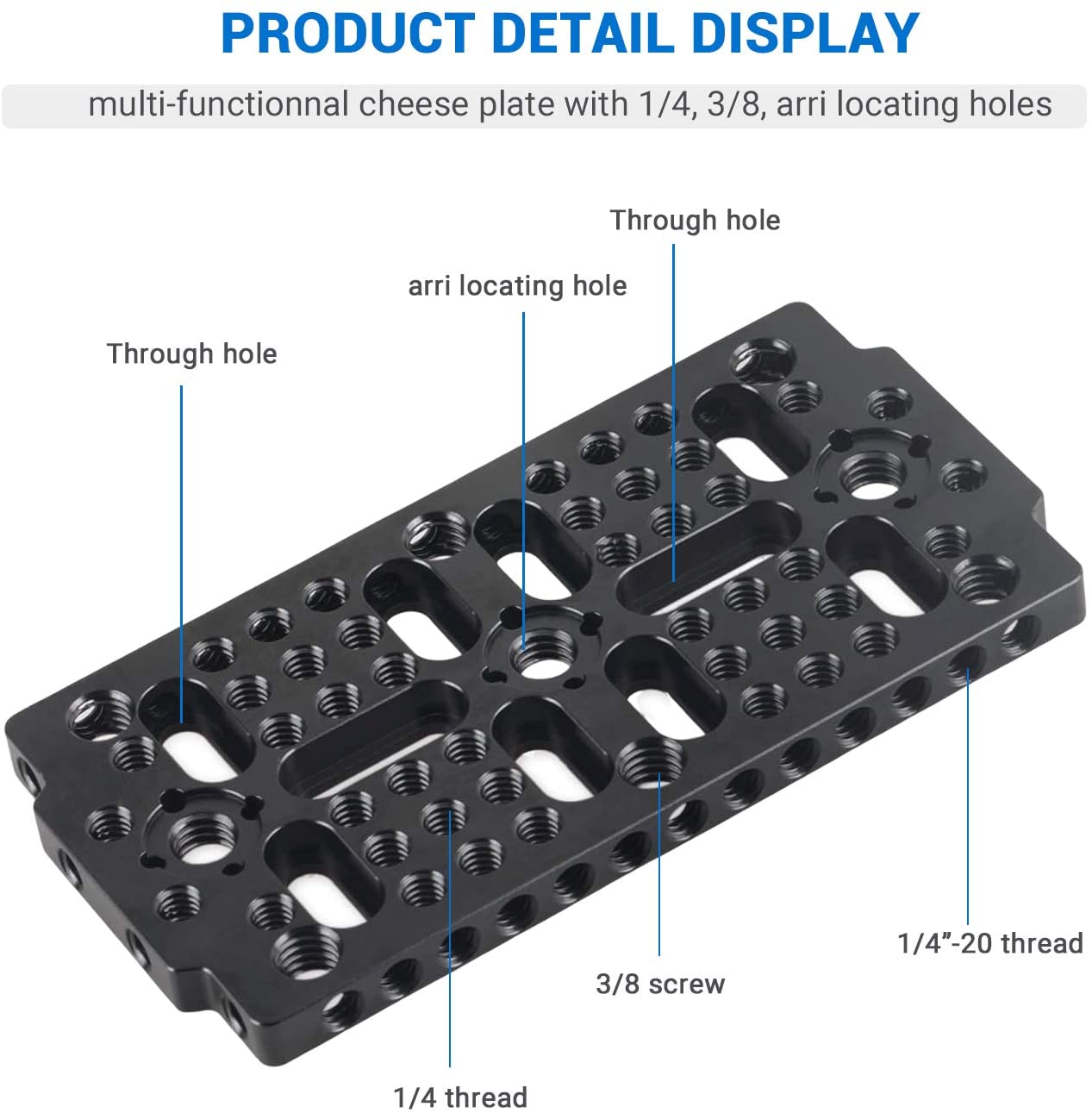 Smallrig placa de queijo multi-purpose placa de comutação com 1/4 3/8 furos de rosqueamento arri para blackmagic ursa mini câmera-1681